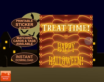 Pegatinas de Feliz Halloween: Etiquetas imprimibles para bolsas de dulces (descarga digital)