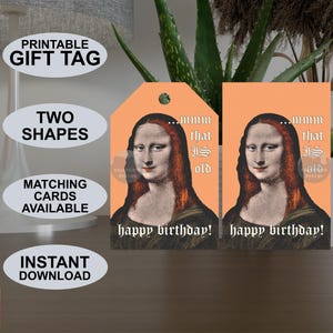 Etiquette cadeau 55 x 85 mm imprimable instantanément, étiquette cadeau colorée de style pop art rétro, design original à télécharger.