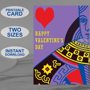 Cartão de Dia dos Namorados para impressão, cartão de felicitações estilo pop art perfeito para seu parceiro... ou futuro parceiro! Design original para download instantâneo.
