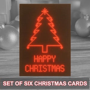 Pack de 6 Tarjetas de Navidad de estilo moderno y contemporáneo ideales para las fiestas navideñas. Se suministra con sobres kraft. Diseño original.
