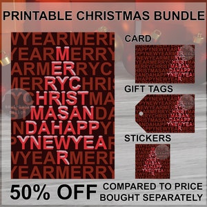 Pacote de etiquetas e adesivos para cartões de Natal para impressão. Estilo contemporâneo moderno. Baixar digitais. Design original.