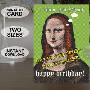 Carte d'anniversaire A5 et 5 x 7 pouces instantanément imprimable, carte de voeux colorée de style pop art rétro, téléchargement numérique de conception originale.