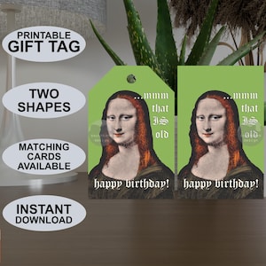 Etiquette cadeau 55 x 85 mm imprimable instantanément, étiquette cadeau colorée de style pop art rétro, design original à télécharger.