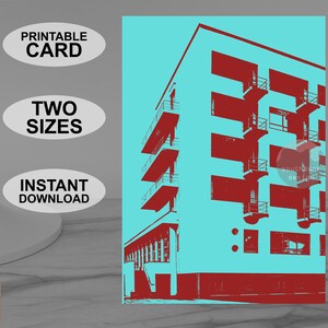 Cartão Bauhaus imprimível. Design gráfico em dois tons. Adequado para todas as ocasiões. Baixar digitais. Design original.