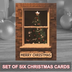 Pack de 6 Tarjetas Navideñas de estilo tradicional pero contemporáneo ideales para las fiestas navideñas. Se suministra con sobres kraft. Diseño original.
