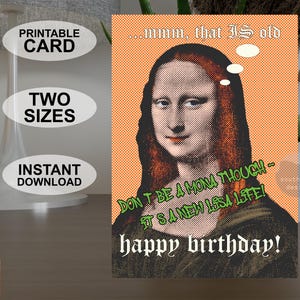 Carte d'anniversaire A5 et 5 x 7 pouces instantanément imprimable, carte de voeux colorée de style pop art rétro, téléchargement numérique de conception originale.