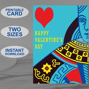 Cartão de Dia dos Namorados para impressão, cartão de felicitações estilo pop art perfeito para seu parceiro... ou futuro parceiro! Design original para download instantâneo.