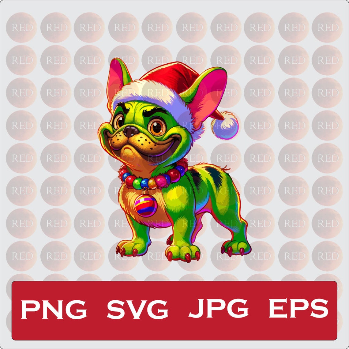 Grinch French Bulldog SVG, Whimsical Dog Svg, Grinch Dog EPS, Grinch
