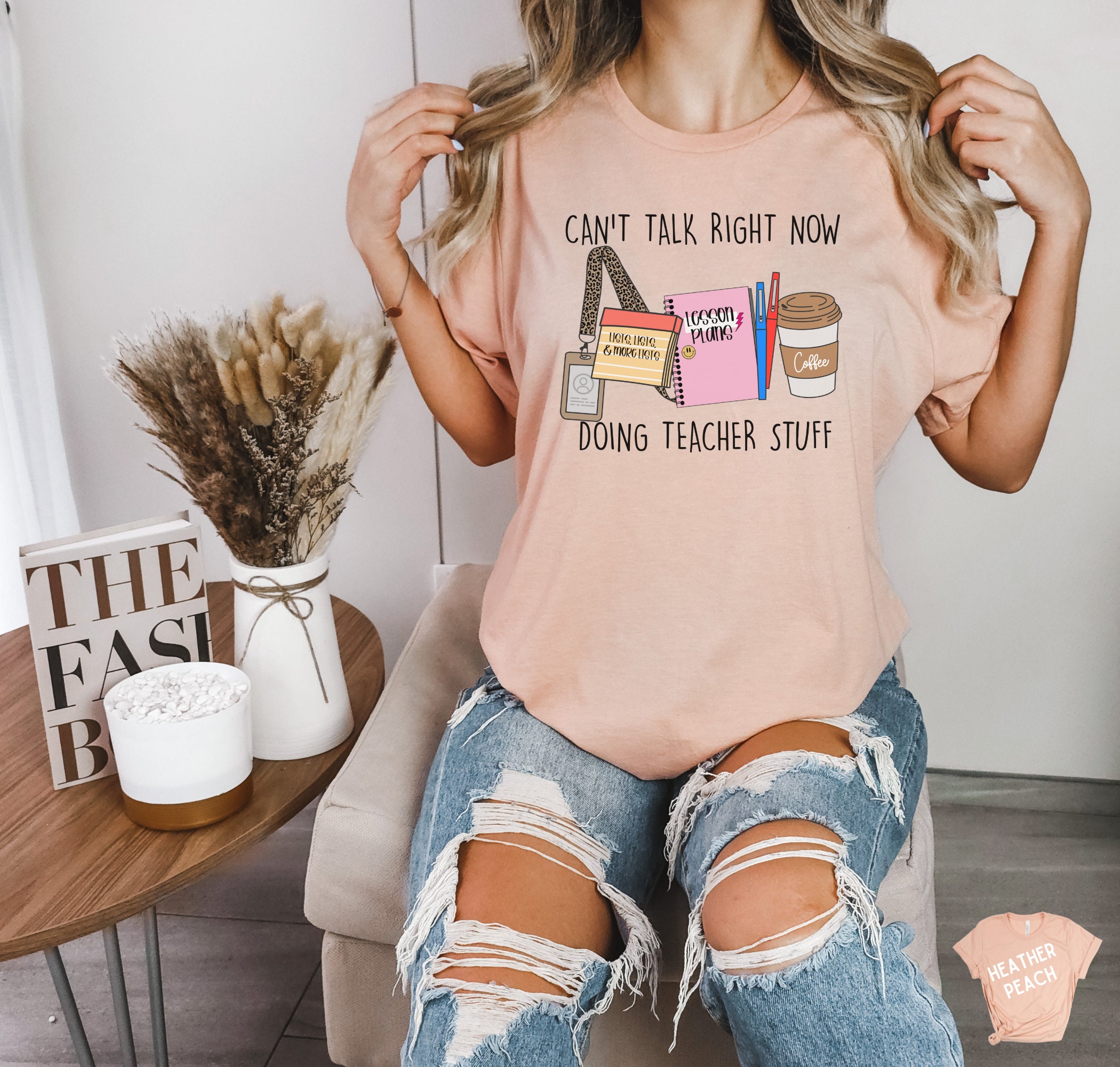 Can&#39;t Talk Right Now Doing Teacher Stuff Short Sleeve Tee Teacher Shirt, Back To School Oversized Shirt, School Shirt, Funny Teacher Gift