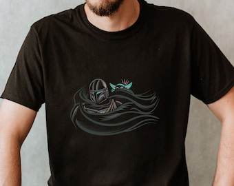 The Mandalorian And Grogu Minimalist Art Unisex Premium T-shirt The Child Shirt Bounty Hunter Jedi Luke Skywalker Gift For Men May The 4th