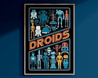 Pôster de Star Wars Droids Arte impressa 4 de maio Arte de parede Galaxy&#39;s Edge Disney Decoração para casa Presente de aniversário para Geek para ele