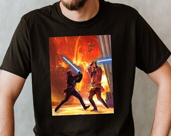 Star Wars Anakin Duel With Obi Wan Unisex Premium T-shirt May The 4th Shirt Galaxy's Edge Disney Tee Birthday Gift For Geek Gift For Him