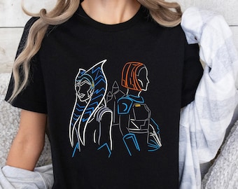 The Mandalorian Bo Katan And Ahsoka Tano Minimalist Art Unisex Premium T-shirt Darksaber Tee Star Wars Mandalore Clone Wars Disney Shirt