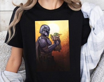 Camiseta premium unissex de Star Wars The Mandalorian e Grogu The Child Bounty Hunter Jedi Luke Skywalker Presente para homens 4 de maio
