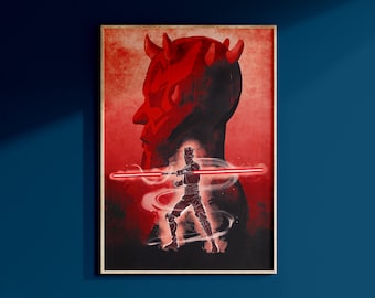 Star Wars Darth Maul Dark Side Sith Lord Poster Print May The 4th Wall Art Galaxy's Edge Disney Home Decor Birthday Gift For Geek For Him