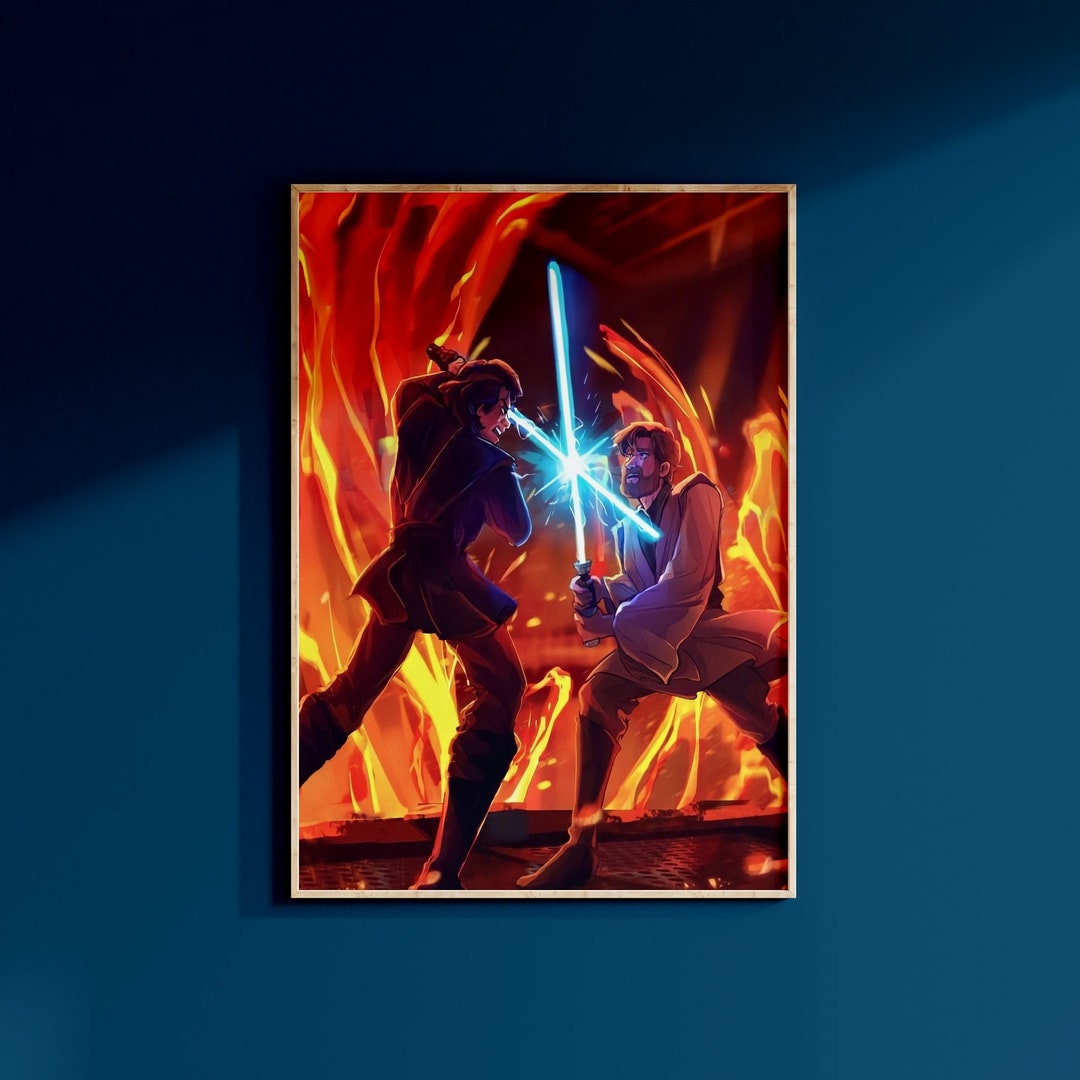 Star Wars Anakin Duel With Obi Wan Poster Art Print May the 4th Wall ...