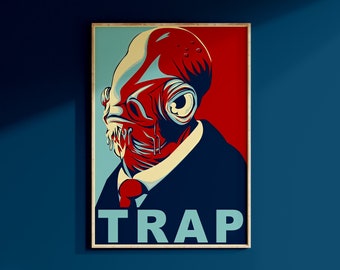 Star Wars Admiral Ackbar It's a Trap Poster Art Print May The 4th Wall Art Galaxy's Edge Disney Home Decor Birthday Gift For Geek For Him