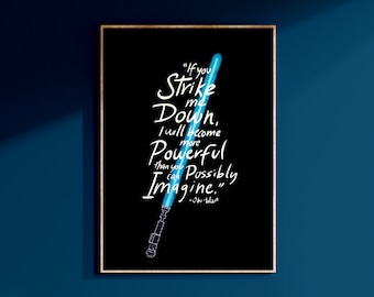 Star Wars Obi Wan Kenobi Lightsaber Poster Art Print May The 4th Wall Art Galaxy's Edge Disney Home Decor Birthday Gift For Geek Gift Him