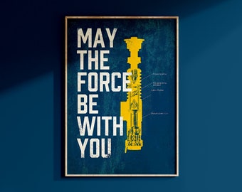 Star Wars Obi Wan Kenobi Lightsaber Poster Art Print May The 4th Wall Art Galaxy's Edge Disney Home Decor Birthday Gift For Geek Gift Him