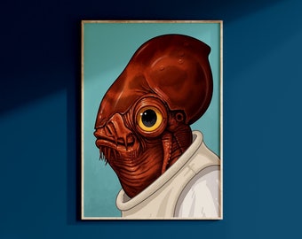 Star Wars Admiral Ackbar It's a Trap Poster Art Print May The 4th Wall Art Galaxy's Edge Disney Home Decor Birthday Gift For Geek For Him