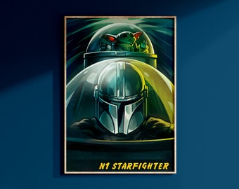 Star Wars The Mandalorian und Grogu Poster Print The Child Wand Kunst Kopfgeldjäger Jedi Luke Skywalker Geschenk Für Männer Mai Der 4