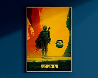 Star Wars The Mandalorian und Grogu Poster Print The Child Wand Kunst Kopfgeldjäger Jedi Luke Skywalker Geschenk Für Männer Mai Der 4