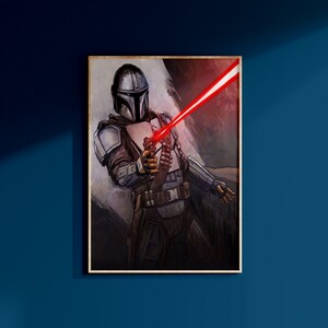 Star Wars The Mandalorian Din Djarin Poster Art Print May The 4th Wall Art Galaxy&#39;s Edge Disney Home Decor Birthday Gift For Geek For Him