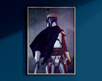 Affiche du chasseur de primes Star Wars Jango Fett, impression d'art le 4 mai, art mural, Disney, décoration d'intérieur, cadeau d'anniversaire pour geek pour lui