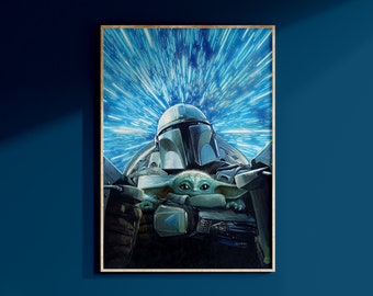 Star Wars The Mandalorian und Grogu Poster Print The Child Wand Kunst Kopfgeldjäger Jedi Luke Skywalker Geschenk Für Männer Mai Der 4