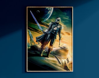 Star Wars The Mandalorian und Grogu Poster Print The Child Wand Kunst Kopfgeldjäger Jedi Luke Skywalker Geschenk Für Männer Mai Der 4