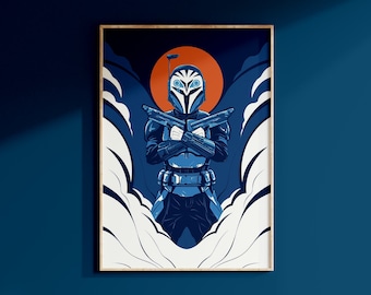 Star Wars The Mandalorian Bo Katan Poster Art Print Ahsoka Tano Wall Art Darksaber Home Decor Star Wars Mandalore Clone Wars Disney