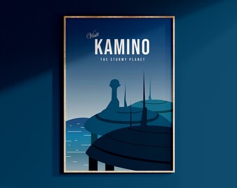 Affiche Star Wars Planet Kamino Impression d'art Boba Fett Jango Fett Art mural Clone Troopers Clone Wars Décoration d'intérieur Esclave 1