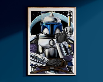Star Wars Jango Fett Bounty Hunter Poster Art Print May The 4th Wall Art Galaxy&#39;s Edge Disney Home Decor Birthday Gift For Geek For Him