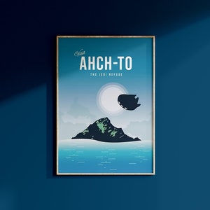 Star Wars Planet Ahch-To Luke Skywalker Poster Print May The 4th Home Decor Galaxy&#39;s Edge Disney Home Decor Birthday Gift For Geek For Him