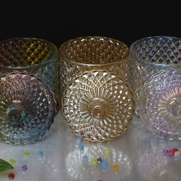 4 Pk Geometric Candle Jars, 10 oz Each