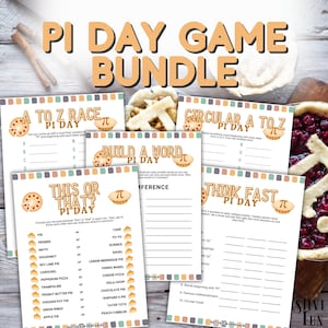 Pi Day Game Bundle, Fun March 14 Math and Pie-Themed Activities, Homeschool or Class Party Resource, Educational STEM Instant Download PDFs
