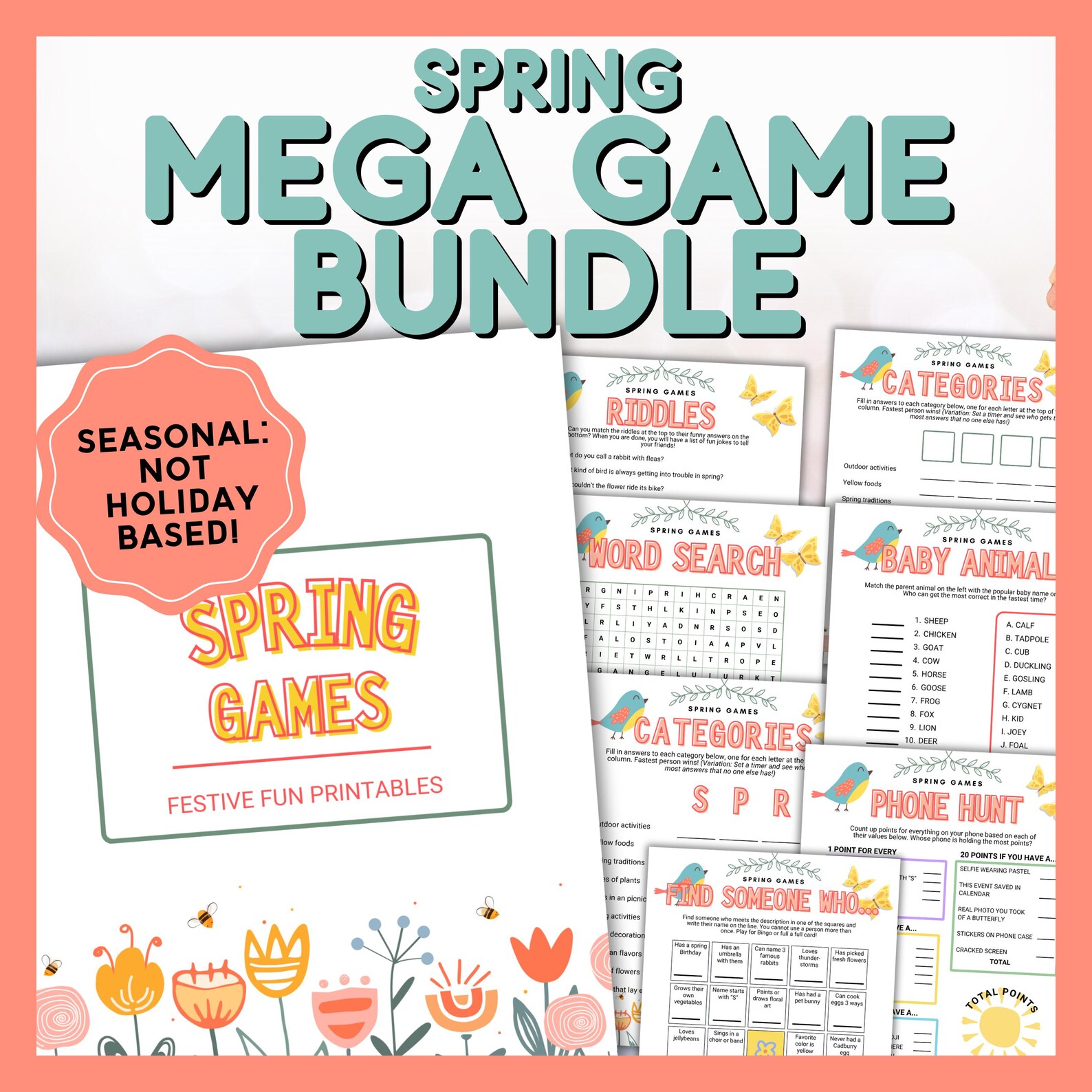 Ice Breaker For Spring Spring Seasonal Games Bundle Printable, Spring Trivia Icebreaker Group ...