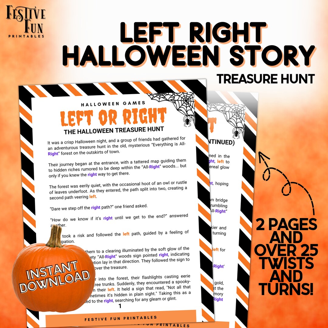 Left Right Halloween Game Printable Story, Pass the Parcel Party Game ...