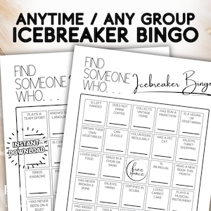Bingo para romper el hielo, actividad para relacionarse y relacionarse, actividad para fomentar el espíritu de equipo en el aula, charla social en la mesa imprimible