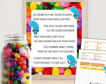 Guess How Many Jelly Beans Candy Guessing Game Set, Fun Back to School Classroom Activity Idea for Teachers, Digital Printable PDF Resources