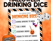 Halloween Drinking Dice Party Game, Adult Halloween Game 21+ Printable PDF, Dice Roll Take One Give One Activity Digital Download
