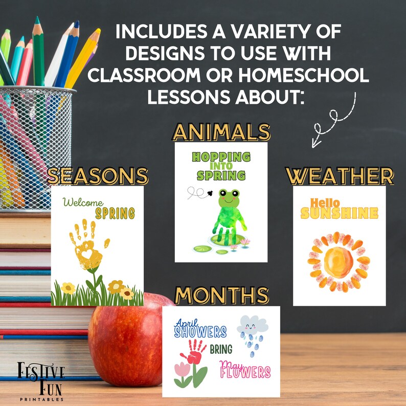 Four Seasons Handprint Craft Bundle for Kids, Printable Fingerprint Art ...