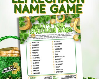 Leprechaun Name, Spring Printable Game for All Ages, Instant Download Game PDF