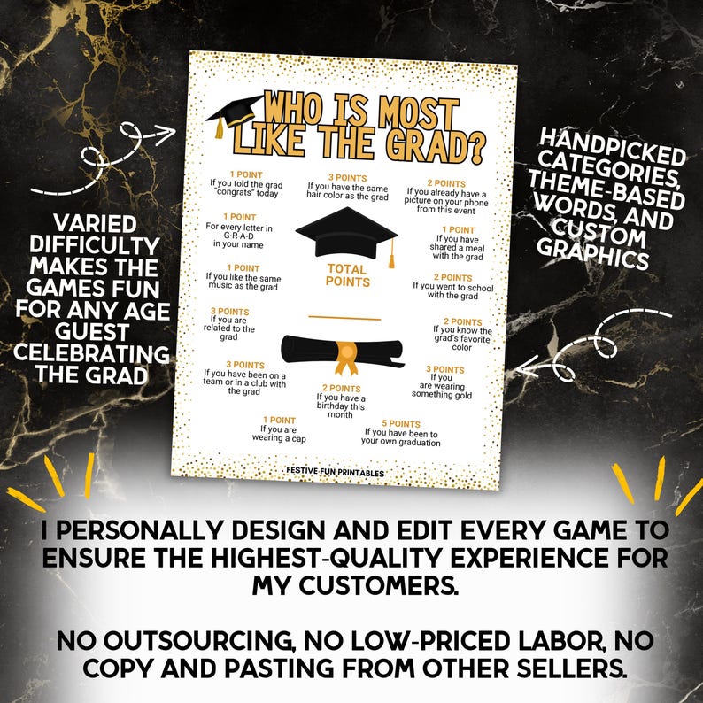 Most Like Grad Game, Senior Night Graduation Activity, Fun Easy Grad ...