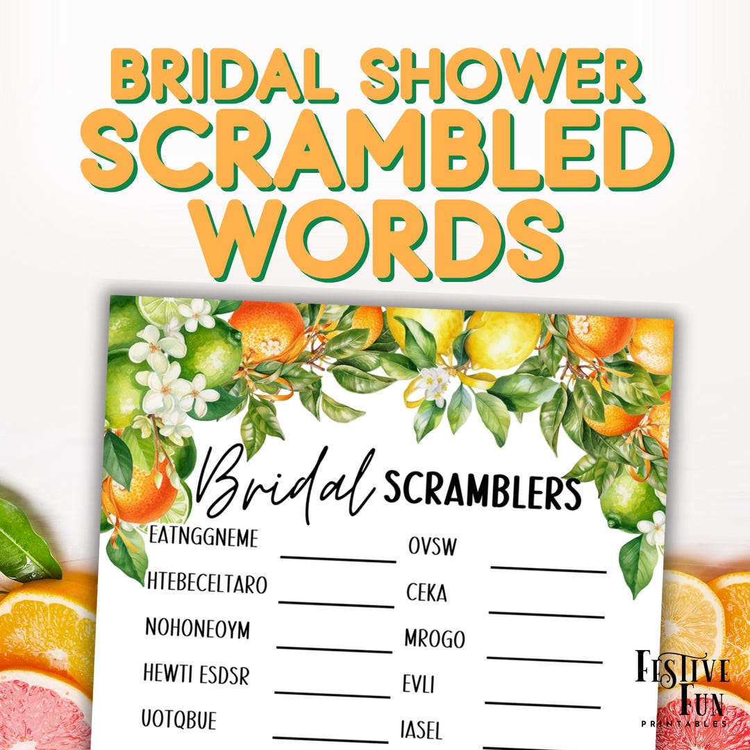 Citrus Bridal Shower Scrambled Words Game, Engagement Party Printable ...