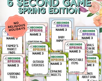 5 Second Game, Spring Themed Non-Religious for Kids, Teens and Adults Instant Download PDF