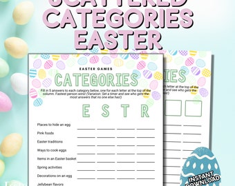 Scattered-Categories Easter Edition, Printable Game for All Ages, Instant Download Game PDF