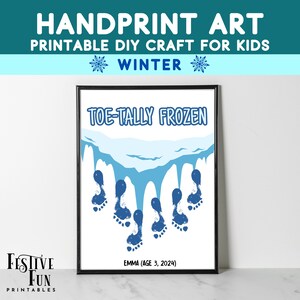 Zehen-Tally Gefrorener Fußabdruck-Handwerk für Kinder, niedlich und lustig druckbare Winter-Fingermalerei-Kunstprojekte für Kleinkinder, DIY-Kindertagesstätten-Andenken