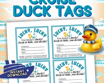 Etiquetas de patos para cruceros, juego imprimible de escondite de patitos de goma para cruceros, descarga instantánea de etiquetas de patos para el juego de búsqueda del tesoro familiar en cruceros.