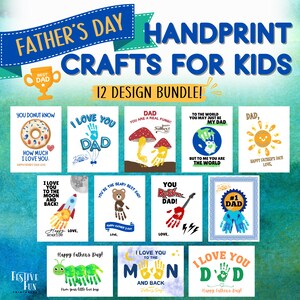 Lot d&#39;empreintes de main pour la fête des pères, travaux manuels imprimables pour enfants, cadeau d&#39;empreintes digitales bricolage pour papa et enfants, première fête des papas pour bébés et tout-petits